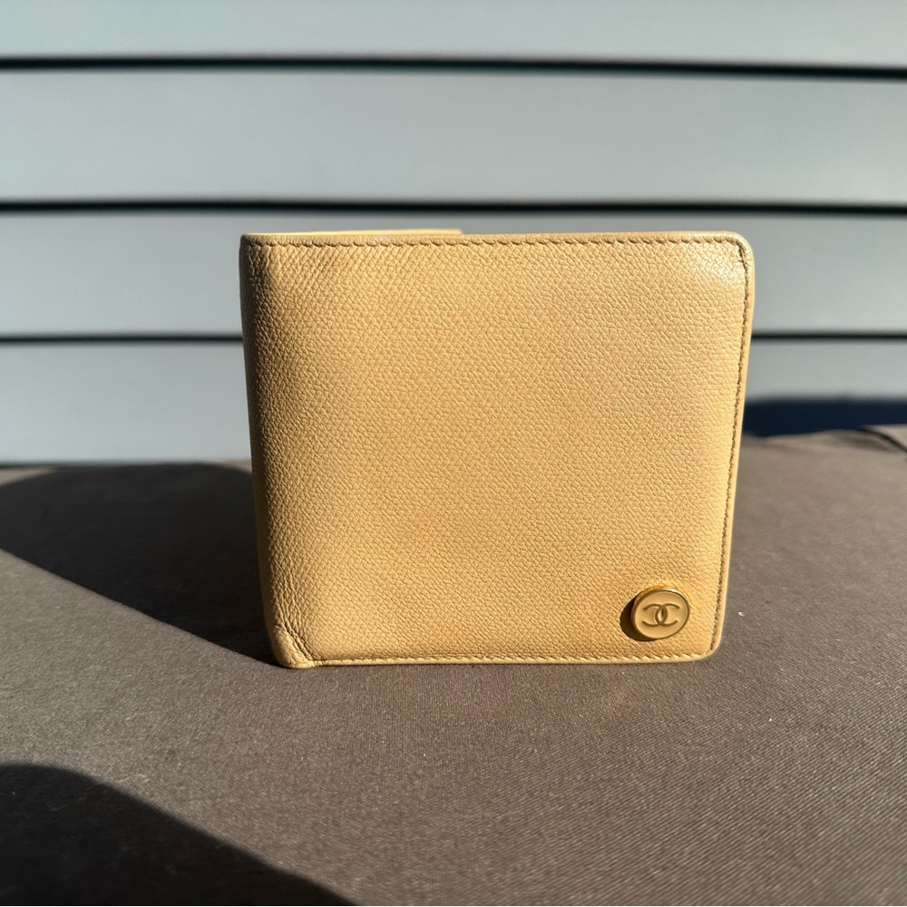 CHANEL Light Beige Leather Wallet bifold